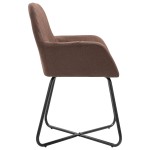 vidaXL Scaune de bucătărie, 2 buc., maro, material textil