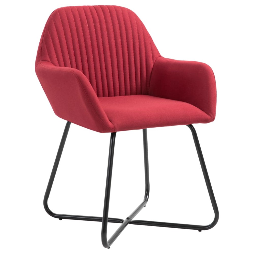 vidaXL Scaune de bucătărie, 2 buc., roșu vin, material textil