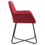 vidaXL Scaune de bucătărie, 2 buc., roșu vin, material textil