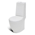 vidaXL Set de toaletă & bideu, alb, ceramică vidaXL Set de toaletă & bideu, alb, ceramică