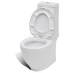 vidaXL Set de toaletă & bideu, alb, ceramică vidaXL Set de toaletă & bideu, alb, ceramică