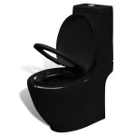 vidaXL Set de toaletă & bideu, negru, ceramică vidaXL Set de toaletă & bideu, negru, ceramică