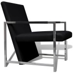vidaXL Fotolii, 2 buc., cadru cromat, negru, piele ecologică vidaXL Fotolii, 2 buc., cadru cromat, negru, piele ecologică