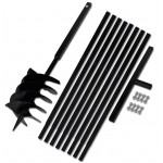 Burghiu de sol cu mâner 200 mm cu tub prelungitor 9 m, oțel Burghiu de sol cu mâner 200 mm cu tub prelungitor 9 m, oțel
