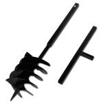 Burghiu de sol cu mâner 200 mm cu tub prelungitor 9 m, oțel Burghiu de sol cu mâner 200 mm cu tub prelungitor 9 m, oțel