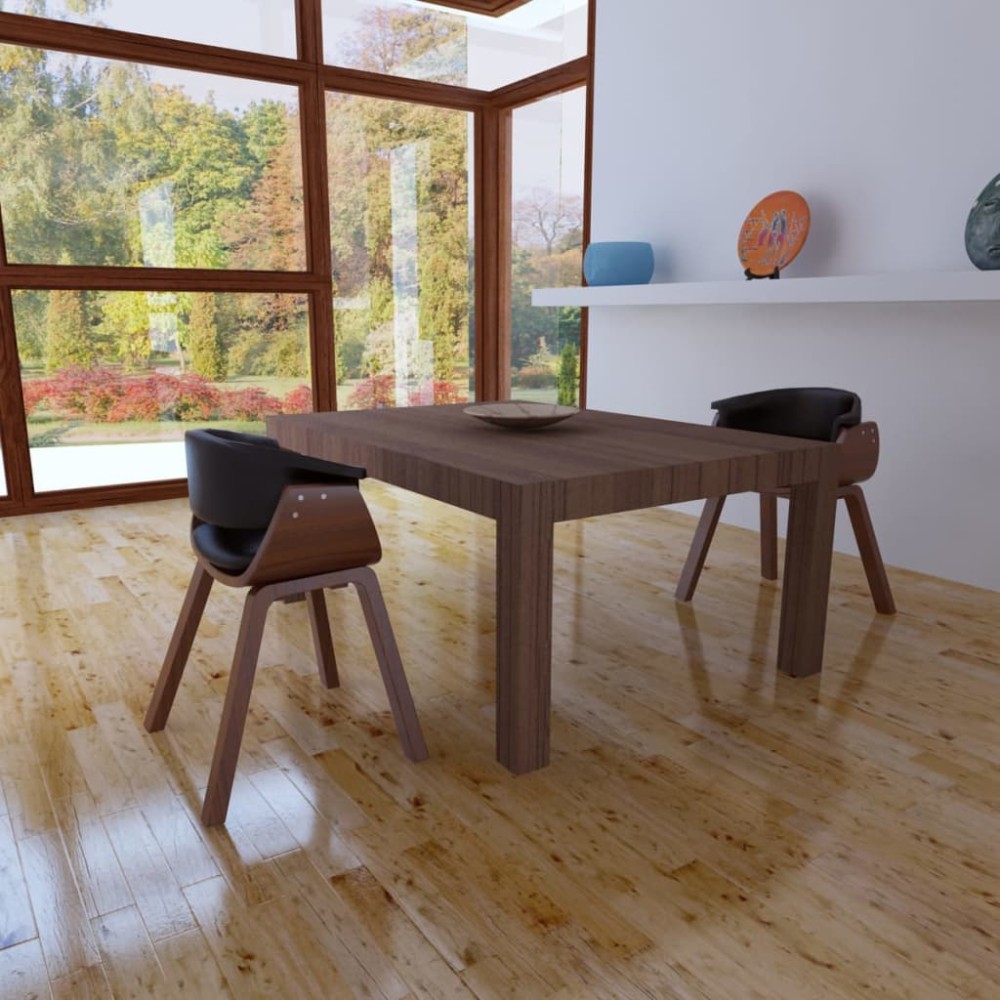vidaXL Scaune de bucătărie, 2 buc, lemn curbat & piele ecologică