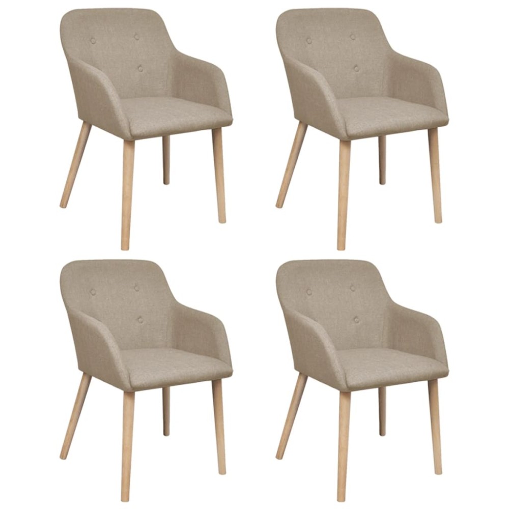 vidaXL Scaune de bucătărie, 4 buc, bej, textil & lemn de stejar masiv