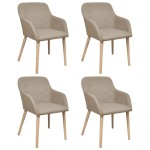 vidaXL Scaune de bucătărie, 4 buc, bej, textil & lemn de stejar masiv vidaXL Scaune de bucătărie, 4 buc, bej, textil & lemn de stejar masiv