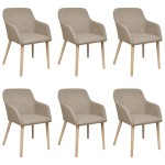 vidaXL Scaune de bucătărie, 6 buc, bej, textil & lemn masiv de stejar vidaXL Scaune de bucătărie, 6 buc, bej, textil & lemn masiv de stejar