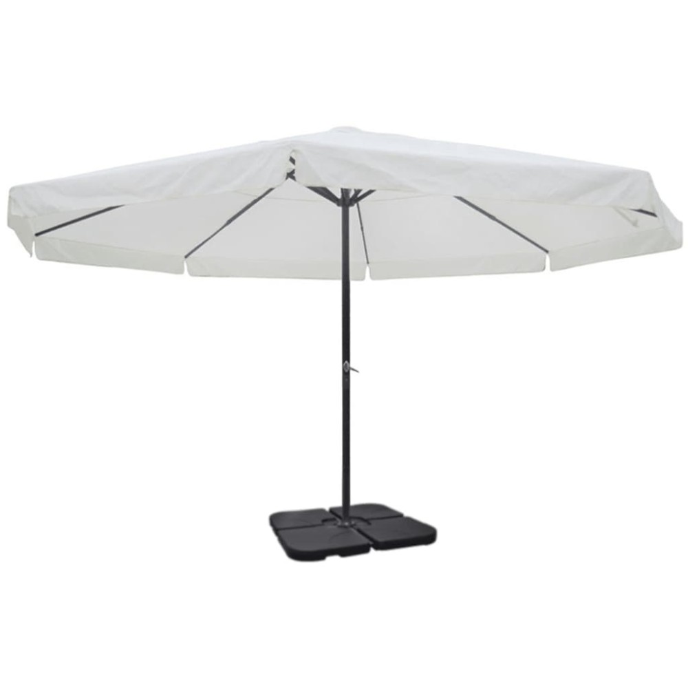 vidaXL Umbrelă de soare de grădină din aluminiu cu bază portabilă, alb