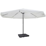 vidaXL Umbrelă de soare de grădină din aluminiu cu bază portabilă, alb