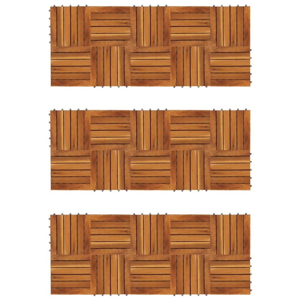 Set dale din lemn de salcâm cu model vertical 30 x 30 cm, 30 buc.