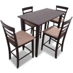 Set masă și 4 scaune de bar din lemn, alb Set masă și 4 scaune de bar din lemn, alb