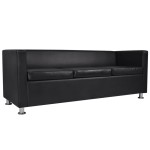 vidaXL Set canapele 3 locuri și 2 locuri, negru, piele artificială