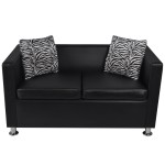 vidaXL Set canapele 3 locuri și 2 locuri, negru, piele artificială