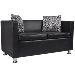 vidaXL Set canapele 3 locuri și 2 locuri, negru, piele artificială