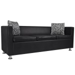 vidaXL Set canapele 3 și 2 locuri și fotoliu, negru, piele artificială vidaXL Set canapele 3 și 2 locuri și fotoliu, negru, piele artificială