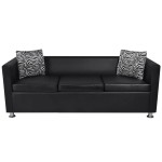 vidaXL Set canapele 3 și 2 locuri și fotoliu, negru, piele artificială vidaXL Set canapele 3 și 2 locuri și fotoliu, negru, piele artificială