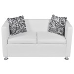 vidaXL Set canapele 3 locuri și 2 locuri, alb, piele artificială vidaXL Set canapele 3 locuri și 2 locuri, alb, piele artificială