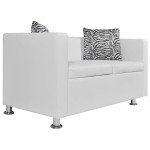 vidaXL Set canapele 3 locuri și 2 locuri, alb, piele artificială vidaXL Set canapele 3 locuri și 2 locuri, alb, piele artificială