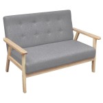 vidaXL Set cu canapea, 2 piese, material textil, gri deschis vidaXL Set cu canapea, 2 piese, material textil, gri deschis