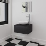 vidaXL Set mobilier baie format din 3 piese cu chiuvetă inclusă, Negru vidaXL Set mobilier baie format din 3 piese cu chiuvetă inclusă, Negru