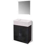 vidaXL Set mobilier baie format din 3 piese cu chiuvetă inclusă, Negru vidaXL Set mobilier baie format din 3 piese cu chiuvetă inclusă, Negru