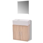 vidaXL Set mobilier baie format din 3 piese cu chiuvetă inclusă, Bej vidaXL Set mobilier baie format din 3 piese cu chiuvetă inclusă, Bej