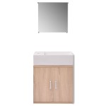 vidaXL Set mobilier baie format din 3 piese cu chiuvetă inclusă, Bej vidaXL Set mobilier baie format din 3 piese cu chiuvetă inclusă, Bej