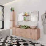 vidaXL Set mobilier baie format din 9 piese cu chiuvete incluse, Bej vidaXL Set mobilier baie format din 9 piese cu chiuvete incluse, Bej