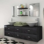 vidaXL Set de mobilier de baie cu 7 piese și chiuvete incluse, negru vidaXL Set de mobilier de baie cu 7 piese și chiuvete incluse, negru