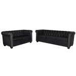vidaXL Canapea Chesterfield cu 2 și 3 locuri, piele artificială, negru vidaXL Canapea Chesterfield cu 2 și 3 locuri, piele artificială, negru