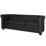 vidaXL Canapea Chesterfield cu 2 și 3 locuri, piele artificială, negru vidaXL Canapea Chesterfield cu 2 și 3 locuri, piele artificială, negru