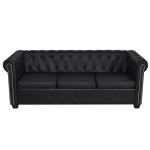 vidaXL Canapea Chesterfield cu 2 și 3 locuri, piele artificială, negru vidaXL Canapea Chesterfield cu 2 și 3 locuri, piele artificială, negru