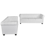 vidaXL Canapea Chesterfield cu 2 și 3 locuri, piele ecologică, alb