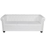 vidaXL Canapea Chesterfield cu 2 și 3 locuri, piele ecologică, alb