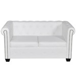 vidaXL Canapea Chesterfield cu 2 și 3 locuri, piele ecologică, alb