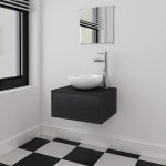 vidaXL Set mobilier baie 4 piese cu chiuvetă și robinet incluse, Negru vidaXL Set mobilier baie 4 piese cu chiuvetă și robinet incluse, Negru