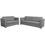 vidaXL Set canapele, 2 piese, gri deschis, material textil