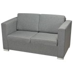 vidaXL Set canapele, 2 piese, gri deschis, material textil