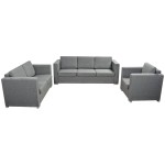 vidaXL Set canapele, 3 piese, gri deschis, material textil