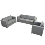 vidaXL Set canapele, 3 piese, gri deschis, material textil