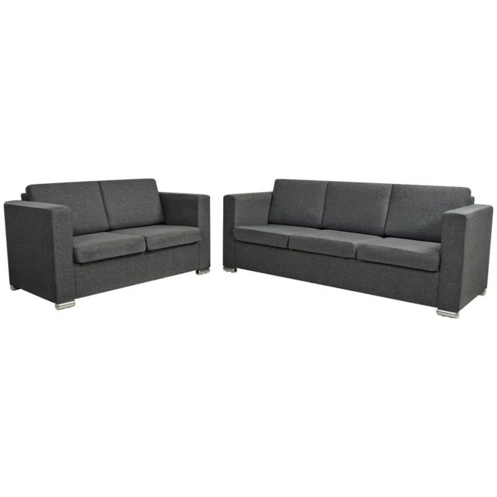 vidaXL Set canapele, 2 piese, gri închis, material textil