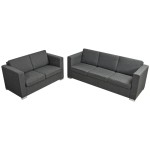 vidaXL Set canapele, 2 piese, gri închis, material textil