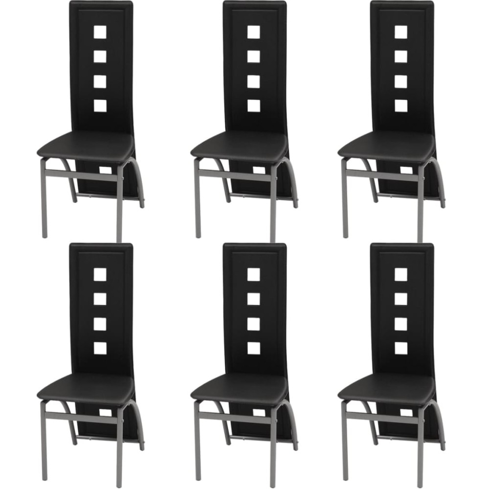 vidaXL Scaune de sufragerie, 6 buc., negru, piele ecologică