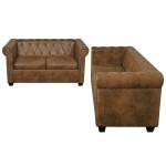vidaXL Set canapele Chesterfield cu 2 și 3 locuri, maro