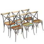 vidaXL Scaune de bucătărie, 6 buc., lemn masiv reciclat vidaXL Scaune de bucătărie, 6 buc., lemn masiv reciclat