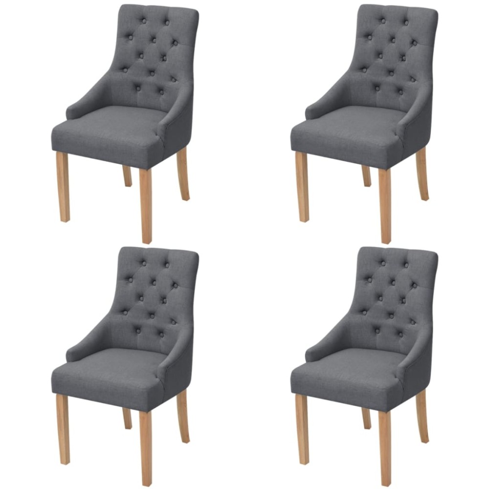 vidaXL Scaune de bucătărie pivotante, 4 buc., gri închis, textil