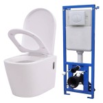 vidaXL Vas toaletă suspendat cu rezervor încastrat, ceramică, alb vidaXL Vas toaletă suspendat cu rezervor încastrat, ceramică, alb