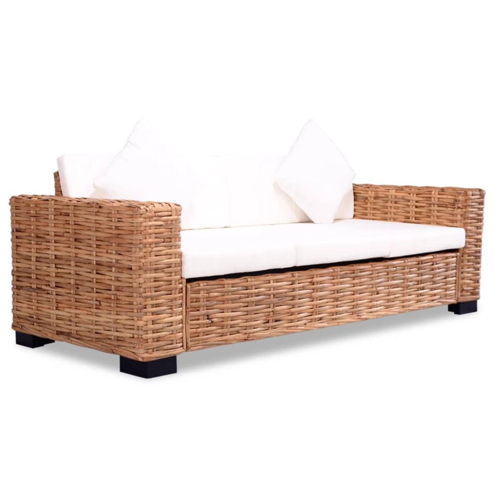 vidaXL Set canapea din ratan natural, 15 piese